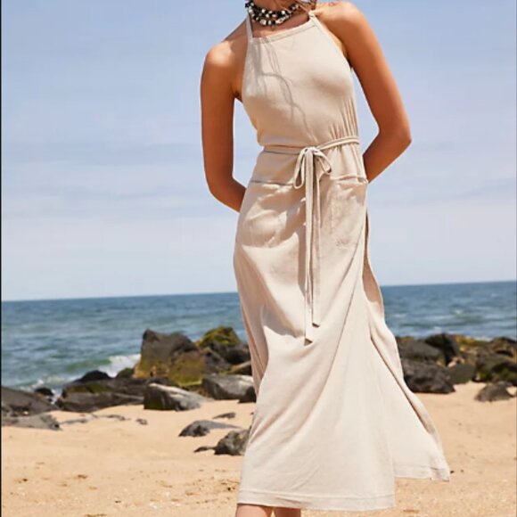 Free People Dresses & Skirts - FP Beach Free People Tan Halter Cooper Midi Dress Size XS NWT